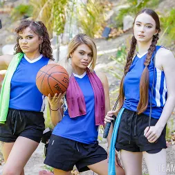 Hazel Moore in 'Team Skeet' Three Little Sluts Ride His Cock To Be on the Team (Thumbnail 1)